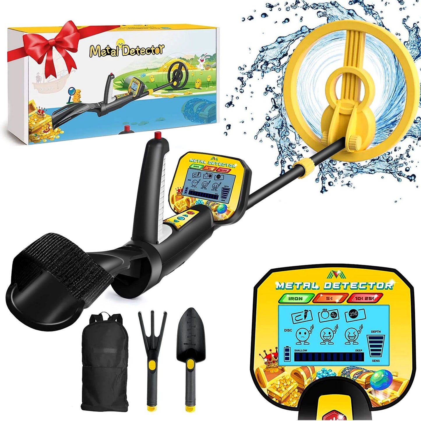 Metal Detector for Kids, GVDV Kids Metal Detector High Accuracy with Backlit LCD Display, Adjustable (32"-40") Metal Detector for Kids Ages 7+