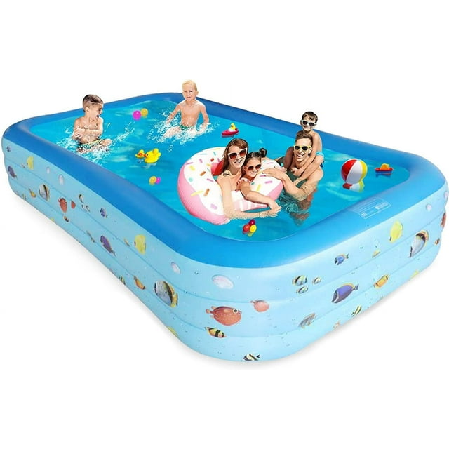 GVDV Inflatable Pool, 9.83 x 6 x 1.83 ft Family Swimming Pools for Kids, Toddlers, Infant, Adult, Rectangular, Thickened