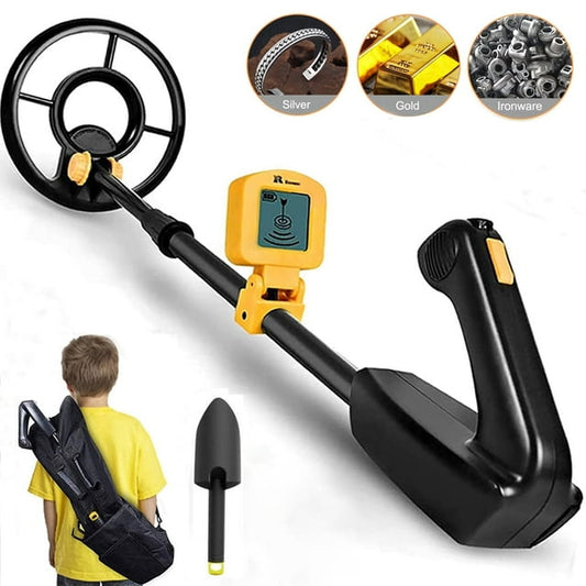 GVDV Metal Detector for Kids, High Accuracy Gold Digger with 7.4 inch Waterproof Lightweight Search Coil and 24"-35" Adjustable Stem for Junior & Youth, Yellow